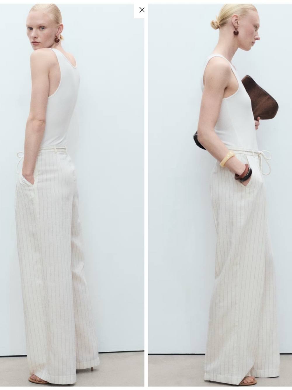 Mango Off White Striped Wide-Leg Jumpsuit